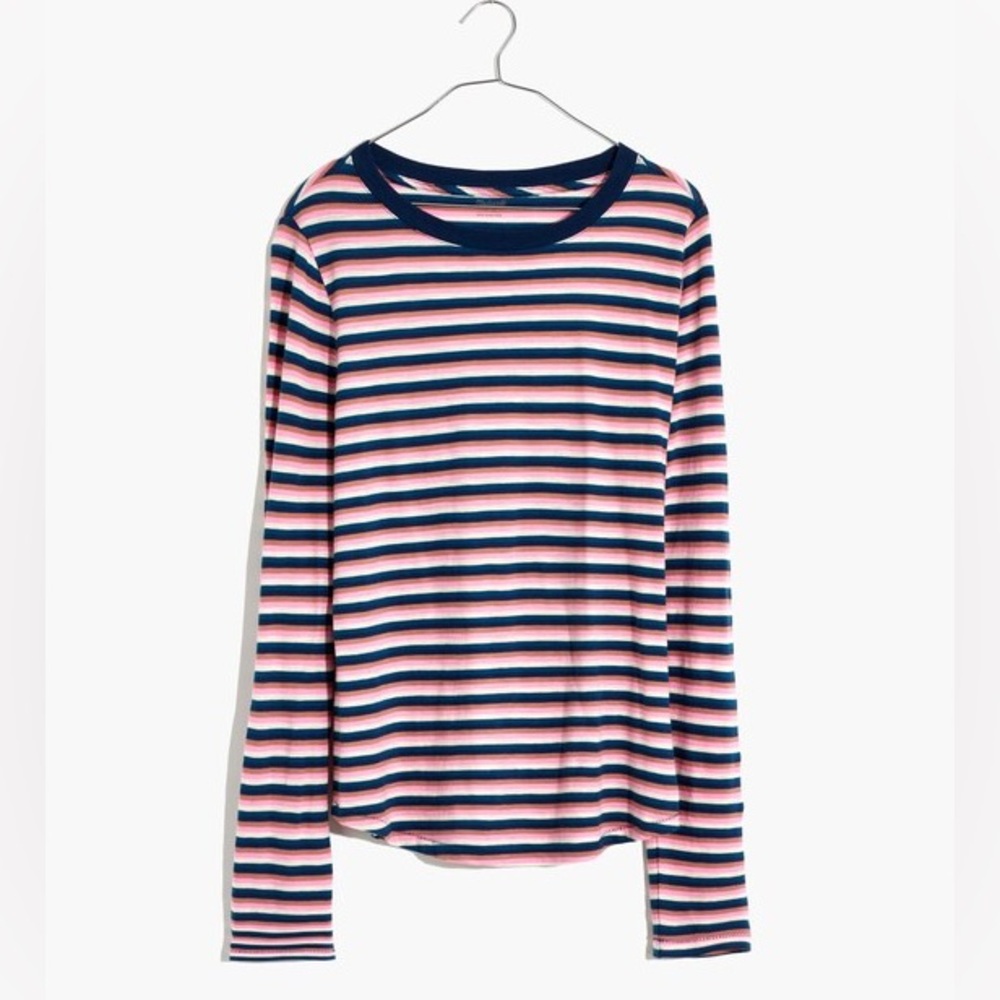 Madewell Whisper Cotton Rib-Crewneck Long-Sleeve Tee in Jessica‎ Stripe - Picture 8 of 8